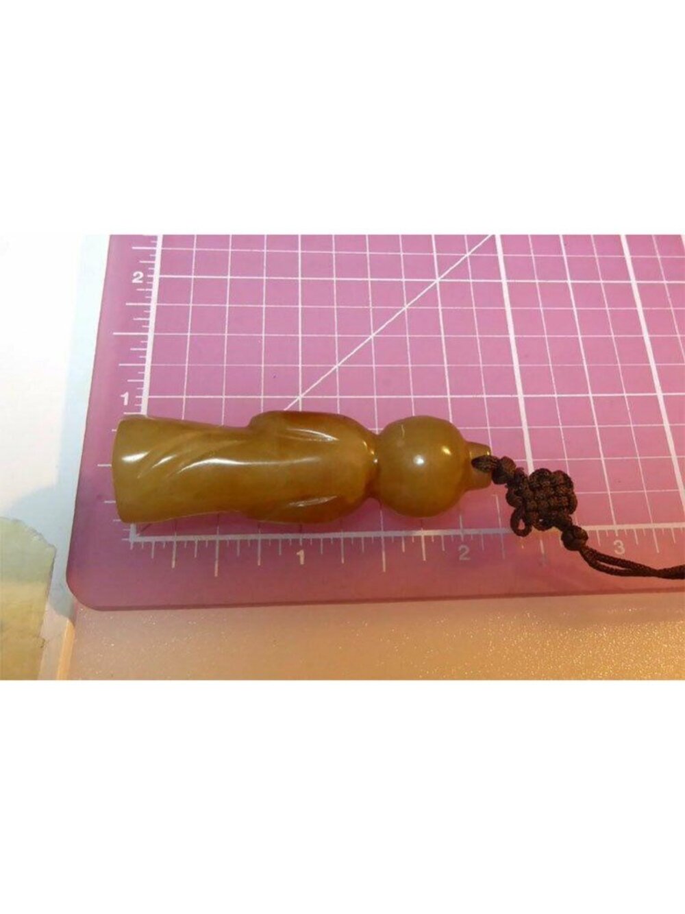 Vintage 2.5" Hand-Carved Russet Hetian Jade Figurine Pendant - Tang Style - Picture 2 of 8